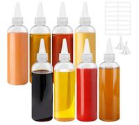 REJOECE Biberon Cocina 200ml, 8 Piezas Botella de Salsa, 7oz Dispensador de Botellas de Plástico - Ninguna Fuga, Sin BPA, para Condimentos, Salsa de Tomate, Mostaza, Mayonesa, Transparente