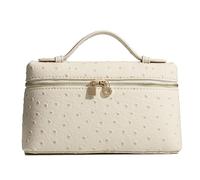 Rejolly Bolso cruzado para mujer, bolso pequeño con asa superior, bolso de hombro de diseño, bolso de mano silencioso de lujo de cuero moderno, Avestruz blanco crema (herrajes dorados), Small