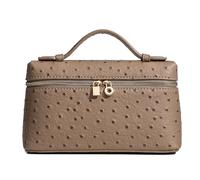 Rejolly Bolso cruzado para mujer, bolso pequeño de cuero con asa superior, bolso de hombro de diseñador, bolso de mano silencioso y lujoso bolso de moda, Avestruz elefante gris (herrajes dorados)