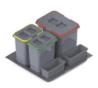 REJS Sistema De Reciclaje De Cocina Para Armario De 60 Cm 3 Compartimentos 52,5x49x40 Cm (1x 20L + 2x 9L) Con Tapa Empotrado