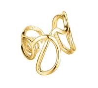 REKALFO Anillo de compromiso Bañado en oro de 18 quilates Diseño exclusivo de doble vuelta Elegantes accesorios de oro para mujer Banda abierta ajustable para bodas y uso diario Dorado