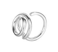 REKALFO Anillos chapados en oro blanco de 18 quilates para mujer, no se oxidan Círculo abierto Accesorios de moda Modernos y minimalistas Anillo ajustable para aniversario, fiesta o uso diario Plata