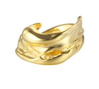 REKALFO Baño de oro de 18K Anillo ancho fundido Anillo ajustable abierto: una elección elegante entre las alianzas de boda para mujer Ideal para fiestas y ocasiones informales Dorado