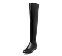 REKALFO Botas Mujer Invierno Puntera En Punta Cremallera Moda Informal Botas Mujer Altas Zapatos Mujer Comodos Vestir Negro 38 EU