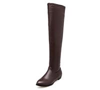 REKALFO Botas Mujer Invierno Puntera En Punta Cremallera Moda Informal Botas Mujer Altas Zapatos Mujer Comodos Vestir Marrón 46 EU