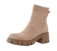 REKALFO Botines para mujer Banda elástica Punta redonda Sin cordones Tacón grueso Suela gruesa Botines Chelsea para mujer para uso diario, fiestas y viajes Beis 41 EU