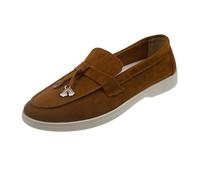 REKALFO Flats Mary Jane Acolchados con correaZapatillas para Caminar con Suela Blanda Punta Cuadrada Zapatos Casuales de otoño para Mujer para Interiores, Exteriores, Viajes y Trabajo Marrón 38 EU