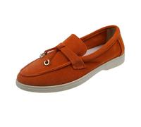 REKALFO Flats Mary Jane Acolchados con correaZapatillas para Caminar con Suela Blanda Punta Cuadrada Zapatos Casuales de otoño para Mujer para Interiores, Exteriores, Viajes y Trabajo Naranja 41 EU