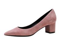 REKALFO Tacones Bloque Zapatos para Mujer Dedo del pie Puntiagudo Chunky Tacón Bloque Slip On Cómodo Partido Oficina Elegante Mujer Bombas Rosa 5cm 40 EU