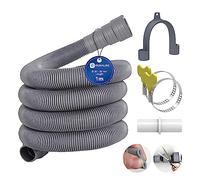 REKALRO Manguera de lavadora 1m, manguera de aguas residuales con conector de manguera de desagüe y 2 abrazaderas de manguera, extensión de manguera de desagüe de Ø 20 mm para lavadora lavavajillas