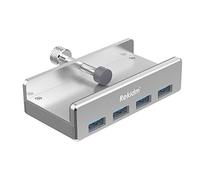 Rekidm Hub USB 3.0 de Escritorio de Aluminio de 4 Puertos con diseño de Abrazadera para Escritorio, PC, Borde de Mesa con Clip Ajustable