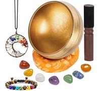 Relaehih Juego de cuencos tibetanos martillados a mano en Nepal para meditación, yoga, chakra, accesorios de meditación, regalos únicos para mujeres y hombres (amarillo, 10 cm x 1)