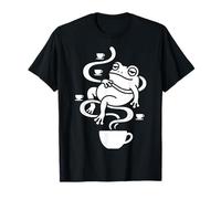 Relajado Coffee Frog Cozy Café Diseño Gráfico Camiseta