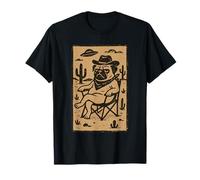 Relajado Pug Sentado en el Desierto Funny Western Dog Cowboy Camiseta