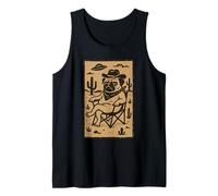 Relajado Pug Sentado en el Desierto Funny Western Dog Cowboy Camiseta sin Mangas