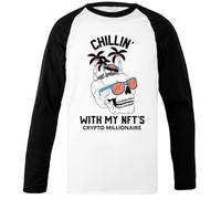 Relajándome con Mis Nft Camiseta De Béisbol Unisex Blanca con Mangas Negras Black-Sleeved White Unisex Baseball T-Shirt