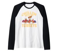Relajándome con mis Pavos, Divertido Día de Acción de Gracias, Pilgrim Fall Camiseta Manga Raglan