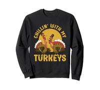 Relajándome con mis Pavos, Divertido Día de Acción de Gracias, Pilgrim Fall Sudadera