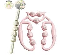 Relajante de piernas, abrazadera circular multifuncional de 9 ruedas for piernas, relajante de 360 grados for piernas, cuello, músculos, manos y brazos, incluye varita de masaje de yoga(Pink)