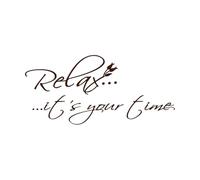 Relájate Es tu momento Flores Cuarto de ducha Baño Sala de yoga Masaje Salón de belleza Calcomanías de pared de vinilo 28x60.2cm No daña la superficie de la pared Café