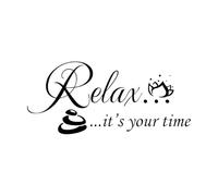 Relájate y descansa, es tu momento en el salón de belleza Spa Calcomanías de pared de vinilo 28x62.8cm Incluye kit de película de transferencia Negro