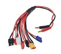 Reland Sun Adaptador de cargador 8 en 1 Cable divisor para batería RC Lipo Multi Cargador a 4.0mm Banana Plug para TRX, para Tamiya, EC3, JST, Futaba, XT60, T-Dean, DIY Bare Wire