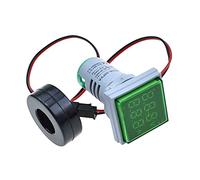 Reland Sun Probador de voltaje digital LED Detector de corriente Cuadrado 22mm Panel de pantalla dual Voltímetro Amperímetro AC 0-100A 60-500V Indicador de medidor (verde)