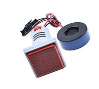 Reland Sun Probador de voltaje digital LED Detector de corriente Cuadrado 22mm Panel de pantalla dual Voltímetro Amperímetro AC 0-100A 60-500V Indicador de medidor (rojo)