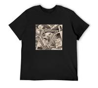 Relativity Abnormal Laws of Gravity Art Artist MC Escher T-Shirt Graphic tee Printed Top Mens Black Shirt XL