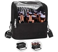 Relavel Estuche de cosméticos profesional organizador de brochas de maquillaje con soporte de correa de cinturón, bolsa de cosméticos multifuncional, bolsa de maquillaje para viajes, Black, L