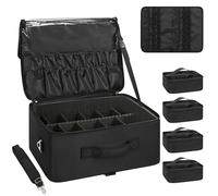 Relavel Estuche de Maquillaje Extra Grande Profesional Organizador de cosméticos con 4 Bolsas Transparentes y Placa de lápiz Labial para Artistas de Maquillaje, Black, XL, Estuche de Maquillaje