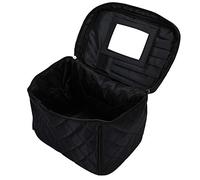 Relavel Makeup Bag, Large Capacity Travel Cosmetic Organizer with Adjustable Compartments, Brush Holder & Detachable Strap, Black Storage Box for Makeup Artists