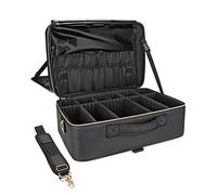 Relavel Maletín de maquillaje extragrande con 4 bolsas de maquillaje, juego de estuche de belleza profesional, organizador de viaje portátil con divisores ajustables, Negro