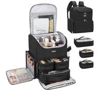 Relavel Mochila de maquillaje grande con 3 bolsas transparentes, organizador profesional de cosméticos de doble capa, estuche de viaje para artista, con separadores ajustables y forro fácil de limpiar