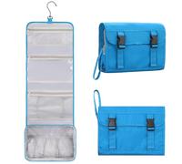 Relavel - Neceser colgante de viaje unisex, bolsa de cosméticos grande con compartimentos, organizador de viaje resistente al agua para accesorios, champú, tamaño completo, artículos de tocador (azul)