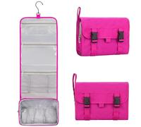 Relavel - Neceser de Viaje Colgante para Mujer, Gran Capacidad, Organizador para artículos Esenciales, Estuche de Maquillaje para Accesorios, Impermeable, para baño y Ducha, Rosa Fucsia