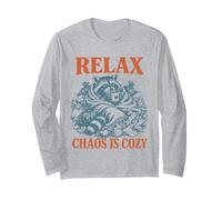 Relax Caos Es Acogedor Divertido Mapache Humor Mordaza Introvertido Adulto Manga Larga