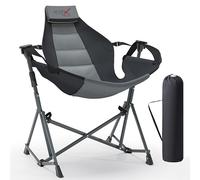 RELAX FIELD Hamaca silla de camping, silla oscilante de 3 alturas con respaldo ajustable, mecedora plegable con almohada para la cabeza y soporte para tazas, sillas de exterior para camping y