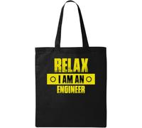Relax I Am an Engineer Gears Yellow Graphic Natural Ecológico Algodón Tote Bag Negro, Negro, Talla única, Negro , Talla única