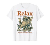 Relax Nothing Is Under Control Funny Raccoon Sunglasses Cock Camiseta