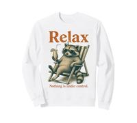 Relax Nothing Is Under Control Funny Raccoon Sunglasses Cock Sudadera