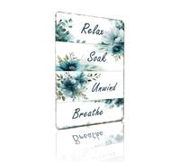 Relax Soak Unwind Breathe - Letrero de metal curativo de aluminio para decoración de pared para sala de estar, dormitorio, cafetería, oficina, 8 x 12 pulgadas, reconfortante arte de pared con temática