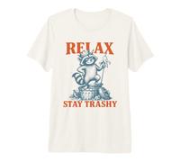 Relax Stay Trashy Royal Funny Crown Raccoon Hombres Mujeres Humor Camiseta Premium