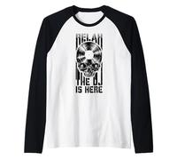 Relax The DJ Is Here, Amante de los Discos de Vinilo Gothic Skull LP Camiseta Manga Raglan