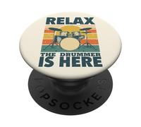 Relax The Drummer Is Here Musical para músicos de batería PopSockets PopGrip Adhesivo