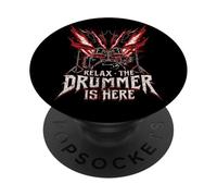 Relax The Drummer Is Here Musical para músicos de batería PopSockets PopGrip Adhesivo