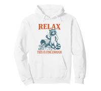 Relax This Is Fine Enough Funny Raccoon Coffee Humor Mujeres Sudadera con Capucha