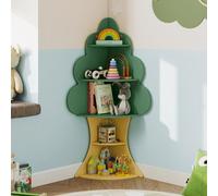 RELAX4LIFE 132 CM Estantería de Esquina en Forma de Árbol para Niños de 3+ Años, Librería con 5 Estantes, Ideal para Libros Juguetes, Diseño Seguro con Base Estable, Habitación Sala de Juegos Aula