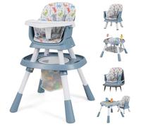 RELAX4LIFE 16 en 1 Trona Evolutiva Bebé con Altura Ajustable, Asiento Giratorio 360°, Mesa Doble Cara y Arnés de Seguridad, Trona Bebé con Bandeja Ajustable, Silla Alta para Niños 6-36 Meses (Gris)