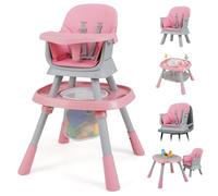 RELAX4LIFE 16 en 1 Trona Evolutiva Bebé con Altura Ajustable, Asiento Giratorio 360°, Mesa Doble Cara y Arnés de Seguridad, Trona Bebé con Bandeja Ajustable, Silla Alta para Niños 6-36 Meses (Azul)